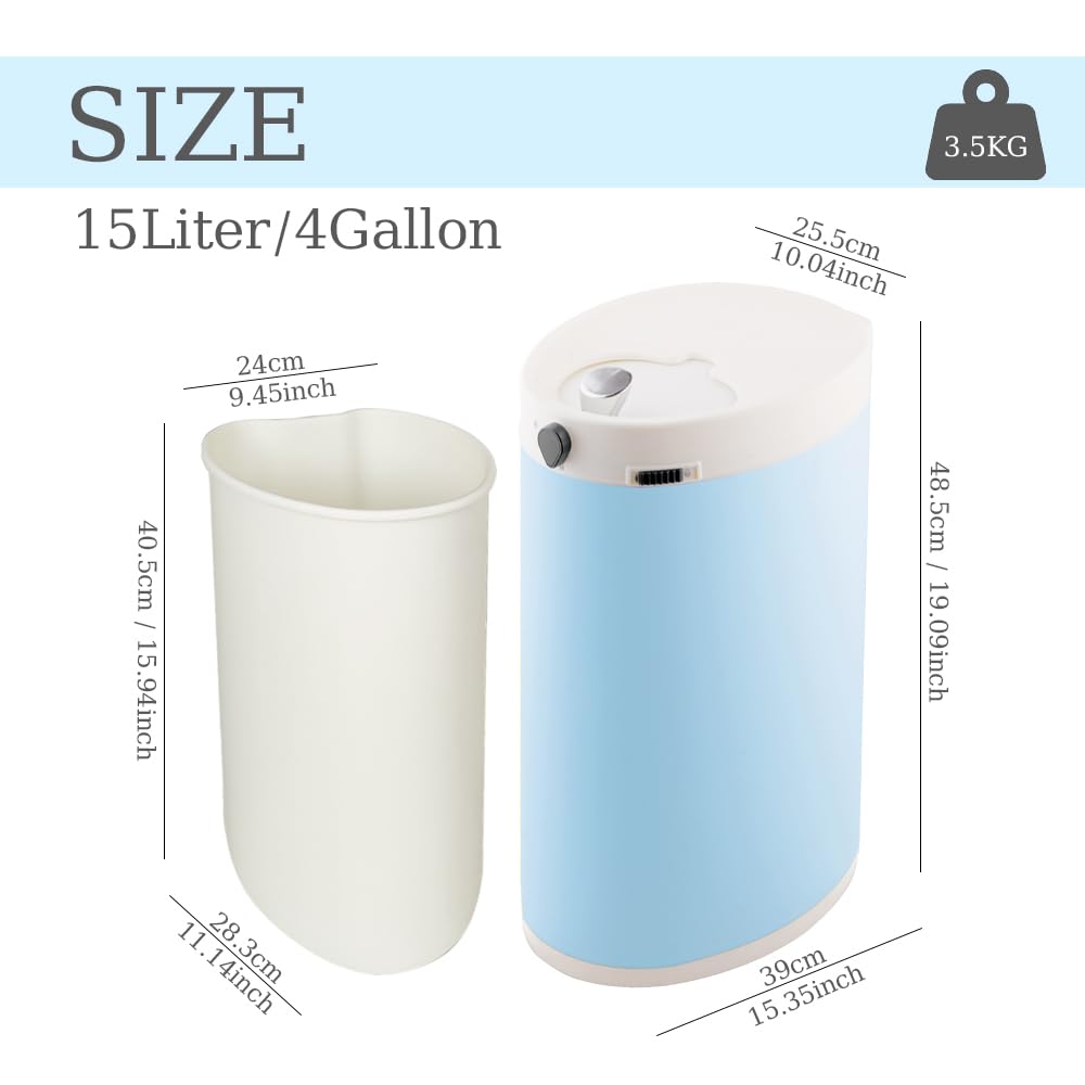 Cubo de pañales para bebé, inodoro, con tapa, puede contener hasta 50 capas, papelera de pañales, basura para habitación de bebé, habitación de bebé, habitación de la madre, azul