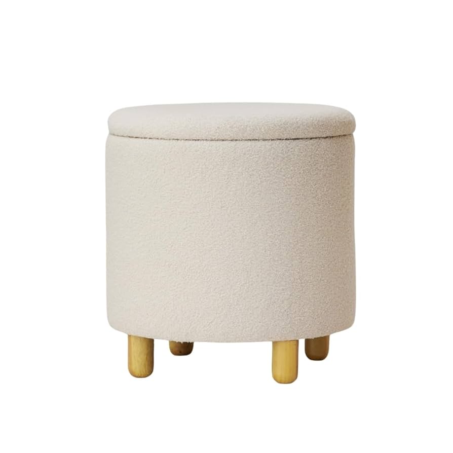 Amazon｜ASHEL 収納付きスツール オットマン ブークレ 木脚 収納