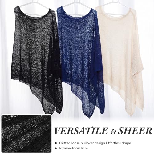 Image of Women Sheer Poncho Shrug Summer Sheer Blouse Top Lightweight Poncho Bolero for Evening Dress