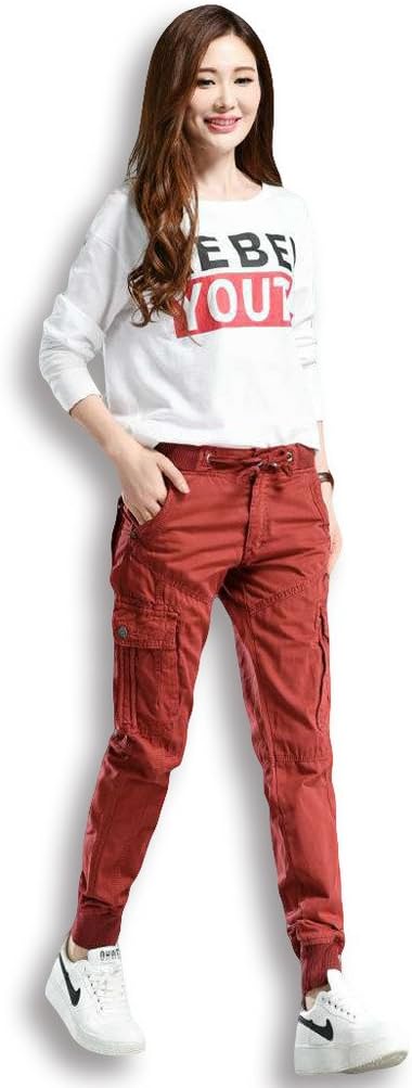 Lixmee Women's Outdoor Straight Regular Cargo Pants_6615 Red XX-Large