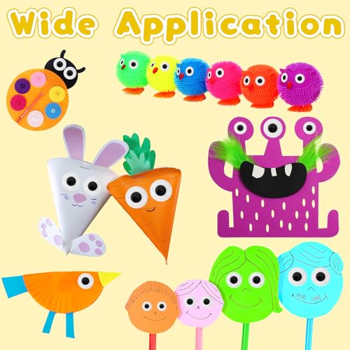 upins 1000 pcs self adhesive googly wiggle eyes for diy craft assorted size 6 mm 8 mm 10 mm 12 mm 14 mm 16 mm mixed packaging craft sticker eyes