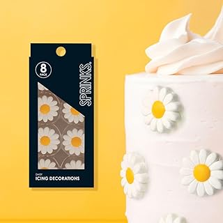 Sprinks Daisy Icing Decorations | 8 Piece Set | Edible Flower Topping for Cakes Cupcakes and Cookies | Perfect for Birthda...