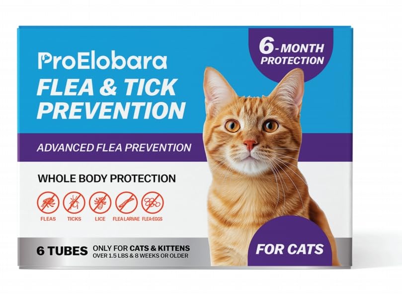 Waterproof Topical Cat Flea and Tick – Fast-Acting & Long - Lasting at Home Control for Cats Over 1.5 lbs and 8 Weeks or Older