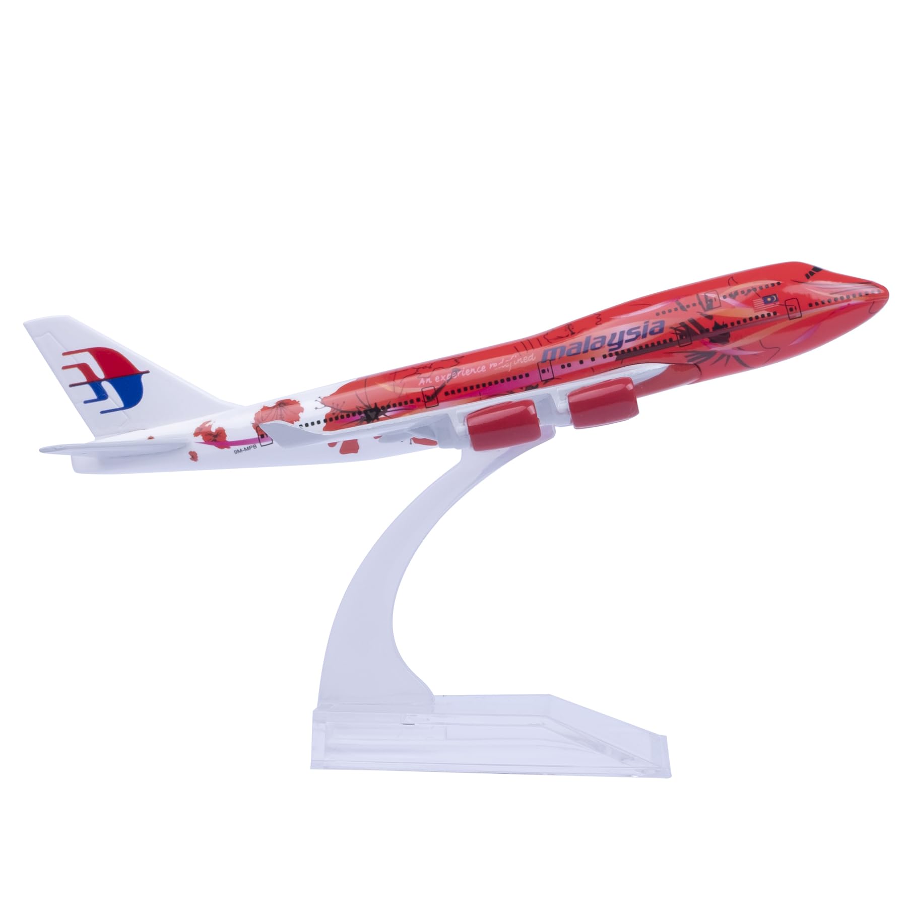 Bswath 1:400 Scale Model Malaysia B747 Die-cast Airplane for Gift and Collection (Red), 6.3 inches