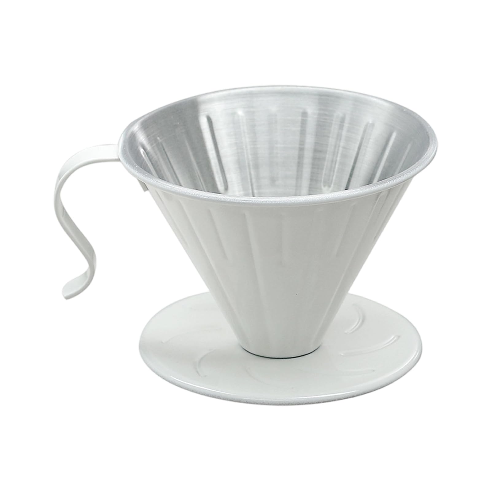 Elnwnnkc Manual Brew Coffee Filter Cone 304 Stainless Steel Hand Drip Dripper with Wide Base and Side Handle for Home Use Hand Drip Coffee Dripper Stainless Steel Cone Manual Brew Home Kitchen Filter