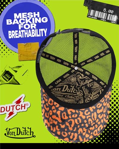 Image of Von Dutch Unisex Trucker Hat - Velvet Curved Bill Mesh Back Retro Classic Adjustable Snapback Baseball Cap for Men and Women