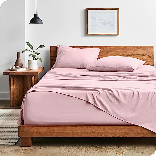 Bare Home Sandwashed Twin XL Sheet Set - College Dorm Size - Premium 1800 Ultra-Soft Microfiber Sheets Twin Extra Long Double Brushed Hypoallergenic - Stain Resistant (Twin XL, Sandwashed Dusty Pink)