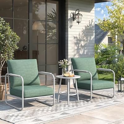 MAISON BACKYARDS 3-Piece Aluminum Outdoor Conversation Set, Modern Deep Seating Chairs with Thick Cushions & Coffee Table, Weather-Resistant for Garden, Porch, Deck, Balcony