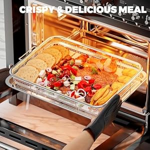 Air Fryer Basket for Oven, Air Fryer Basket and Stainless Steel Baking Tray Pant Oven Air Fryer Pan Rack for Cooking Baking Dishwasher and Broiling (13.1" * 8.8" & 12.8" * 9.6") Air Fryer Basket for Oven Air Fryer Basket and Stainless Steel Baking Tray Pant Oven Air Fryer Pan Rack for Cooking Baking Dishwasher and Broiling 131 88 128 96