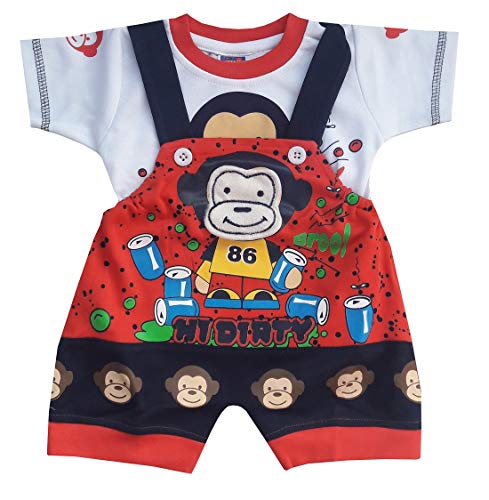 Image of Baby Boy Girl Knee Length Cotton Dungaree (Upto 2 Years)