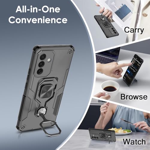 Image of TheGiftKart Tough Armor Bumper Back Case Cover for Samsung Galaxy A55 5G | Ring Holder & Kickstand in-Built | 360 Degree Protection Back Case Cover for Samsung Galaxy A55 5G (PC & TPU, Black)