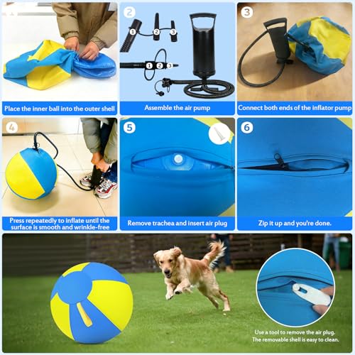 Image of 18 Inch Herding Ball for Dogs with Durable 1000D Oxford Cover - Interactive Dog Toy with Handles for Medium Breeds, Anti-Burst & Heavy Duty Herding Ball for Australian Shepherds, Border Collies