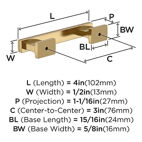 Image of Amerock 10 Pack 3 inch Triomphe Champagne Bronze Drawer Pull | 3 inch (76mm) Center-to-Center Mounting Distance and 4 inches Overall Length, Durable Zinc Cabinet Hardware