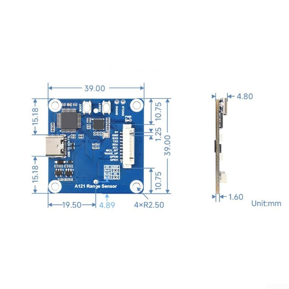 Sensor de distancia 60 GHz I2C UART interfaz USB (módulos)