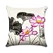 WEIANG Fundas para Cojines De Dos Caras Cojín Decorativo Pintura de Tinta de Estilo Chino Loto Flores Almohadas para Casa Sofá 45x45cm