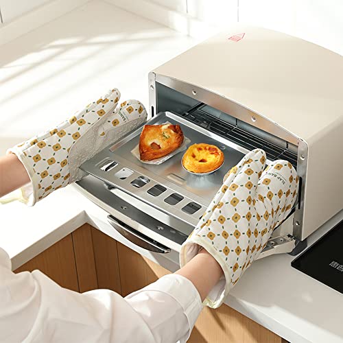 Oven Gloves with Silicone, Double Oven Gloves Heat Resistant, Non-Slip Silicon - Image 2