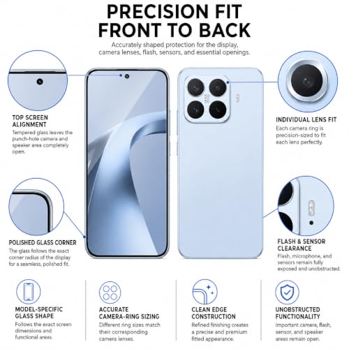 Image of FIRST MART Tempered Glass for Xiaomi 17T 5G with Silver Camera Ring Guard & Installation Kit | HD Clear Edge-to-Edge Screen Protector, Scratch Resistant, Case-Friendly | Pack of 1