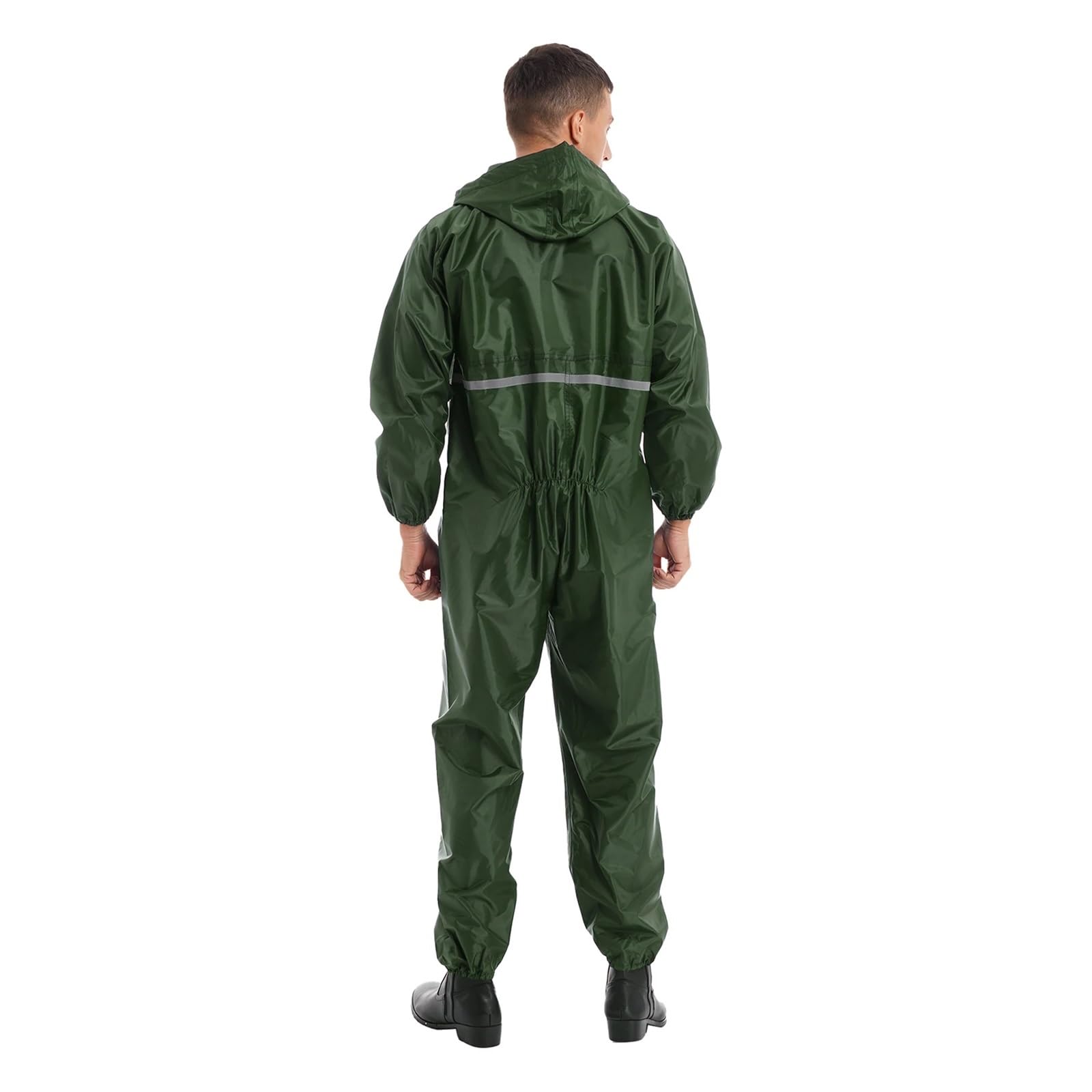 Tuta Da Lavoro Uomo Tuta intera con cerniera da uomo, tuta da lavoro, tuta riflettente, antipioggia, impermeabile con cappuccio for motociclisti(Black,165)