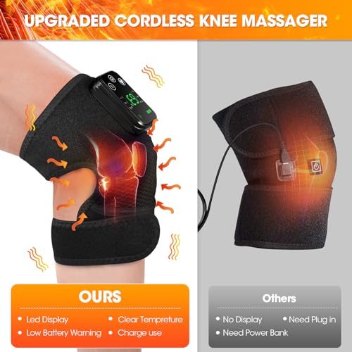 Heated Knee Massager, Cordless Heated Knee Support Wrap with Massage, Rechargeable Knee Brace Warmer with Vibration for Knee/Elbow/Shoulder Relax, 3 Massaging Modes, Heat Therapy for Joint Pain Relief - Image 6
