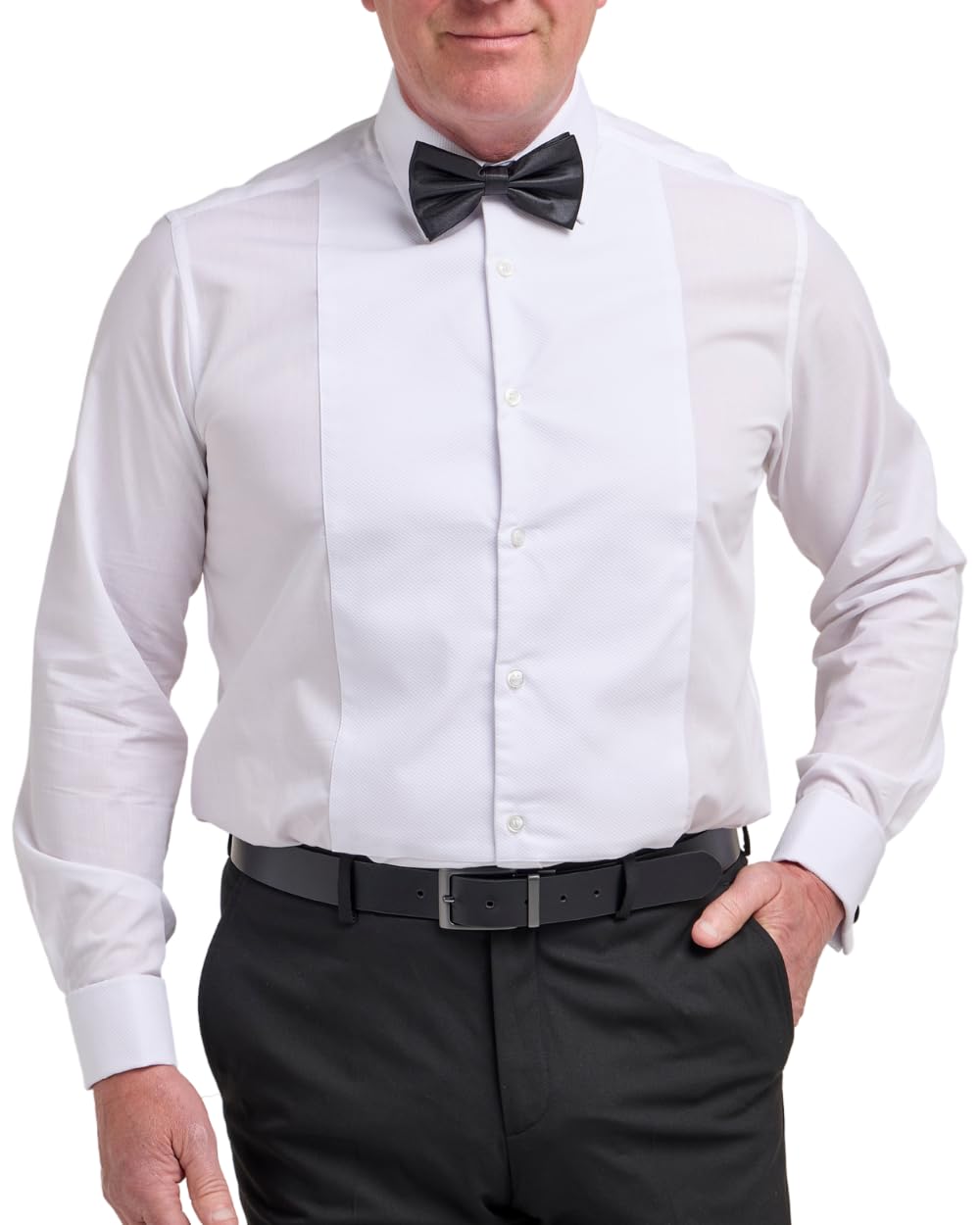 Double TWO Classic Marcella Bib Dress Shirt White Formal Evening Tuxedo Double Cuff Shirt - Neck Size 16"