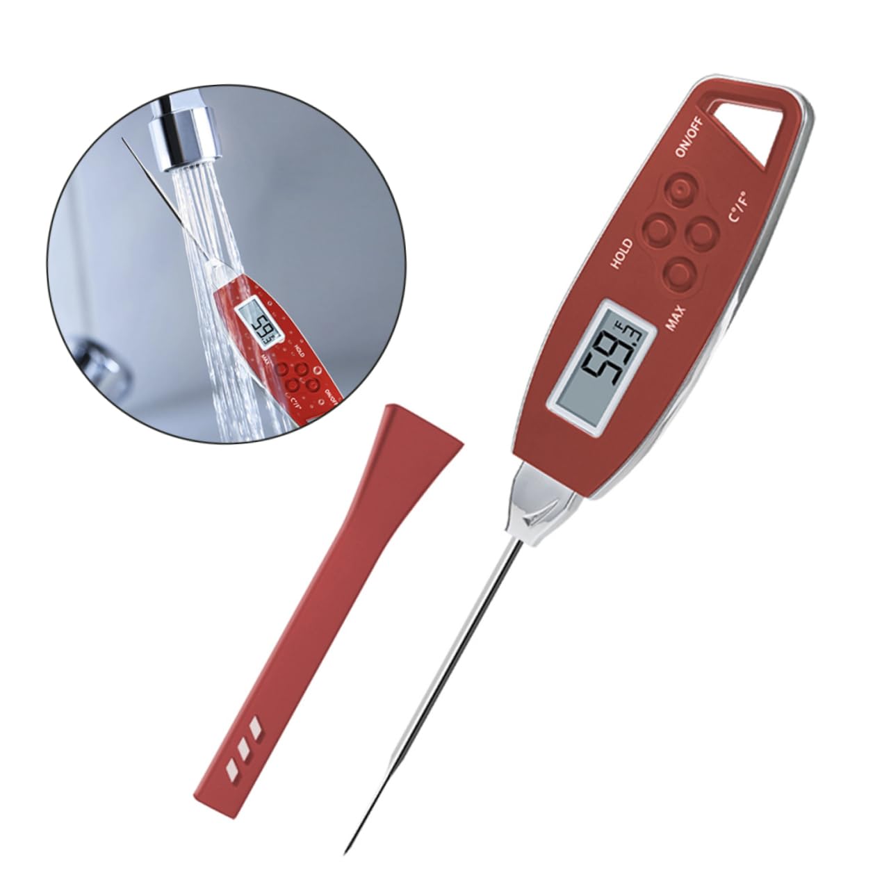 TOPBATHY 2 Piezas termómetro de cocina termómetro digital Termómetro para asar carne termómetro de lectura instantánea termómetro para carne medición de temperatura termometro de agua rojo