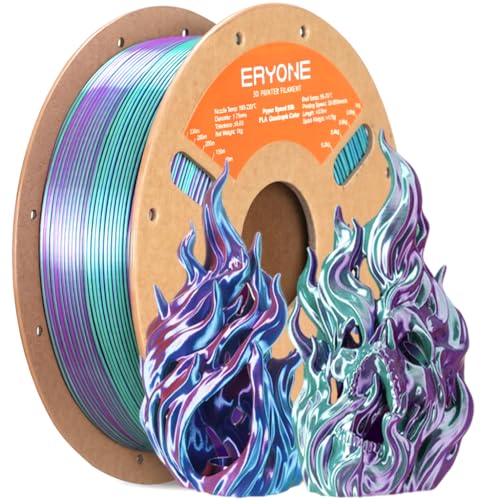 Image of ERYONE Silk Filament PLA+ 1.75mm Shiny 3D Printer Filament, Multicolor PLA 4 in 1, 1kg (2.2LBS) /Spool, HS Silk Quadruple Color Aurora Dream (Teal Green & Violet & Electric Pink & Indigo)