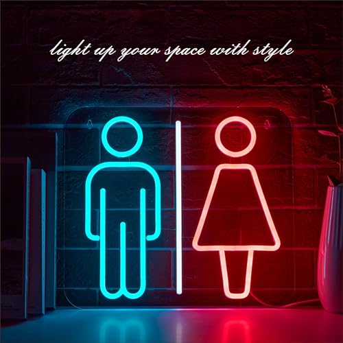 Image of Restroom Neon Sign for Wall Decor, Toilet LED Business Neon Signs Lights for Hotels Hospitals Bar Party Pub Decoration and Shop Decoration Gift, USB Powerd