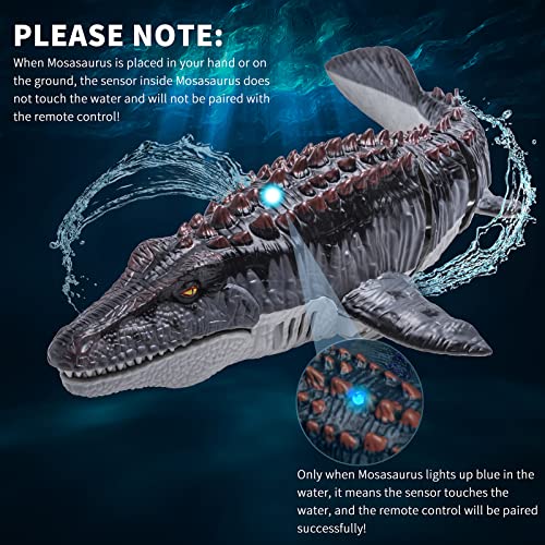 【Upgrade】Remote Control Mosasaurus Pool Toy, 2.4Ghz Rc Dinosaur Pool Toys With Light And Spray Water, Rc Boat For Kids 3-5 5-7 8-12, Rc Shark For Water Swimming Pool Lake, Gifts For Boys And Girls #TOP4