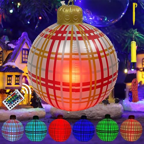 Aufblasbare Weihnachtskugeln 60CM, Beleuchtete Weihnachtskugel Outdoor...