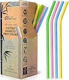 EcoPreps Colorful Biodegradable Flexible Drinking Straws | Bendable 150 Count, 100% Compostable, Plastic-Free, Eco-Friendly Straws for Cold Drinks | 7.8'' Multi-Color Bamboo Fiber Disposable Straw Set