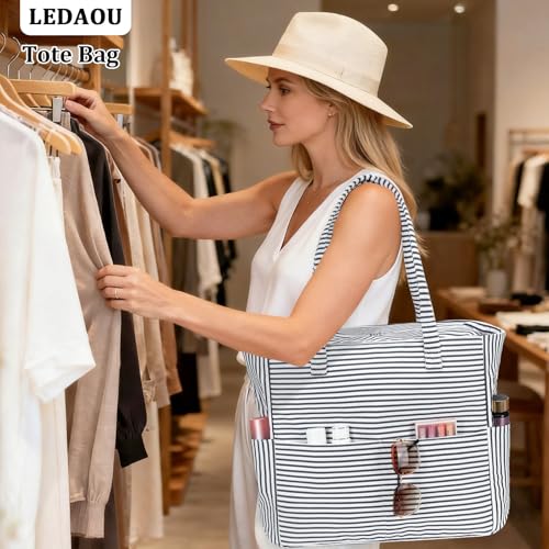 Image of LEDAOU Beach Bag Waterproof Sandproof Women Beach Tote Pool Bag with Zipper for Swim Gym Grocery Travel with Wet Pocket | Sandproof