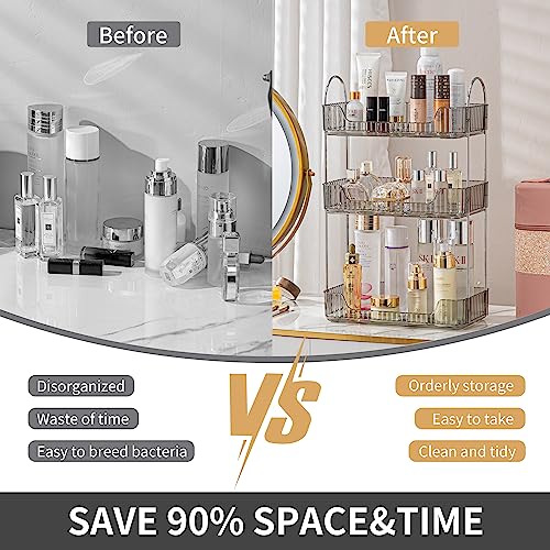 3 Tier Bathroom Organizer Countertop Makeup Perfume Tray Skincare Organizer for Bathroom Dresser Vanity (Grey) - Image 5