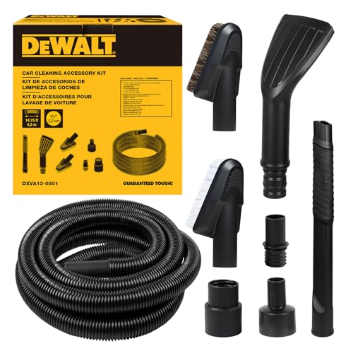 DEWALT Car Cleaning Accessory Kit, 8PCS Wet/Dry Vacuum Attachments for Efficient Cleaning, Compatible with Most Wet/Dry Vacs, DXVA13-0801