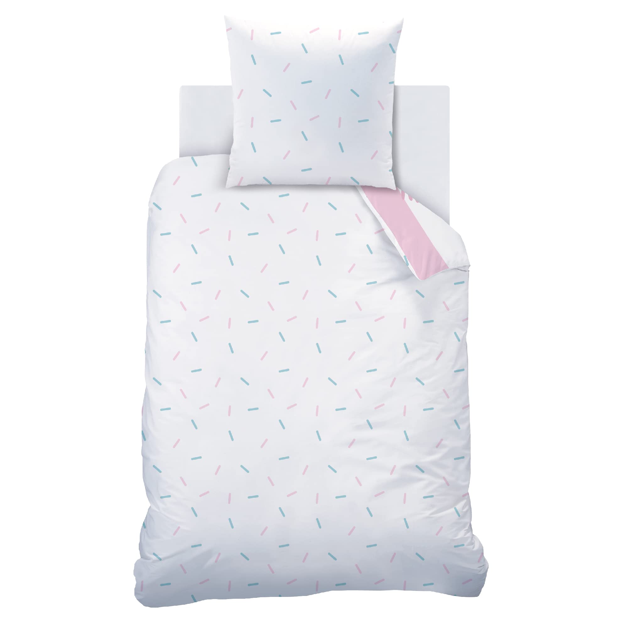 Disney Home Stitch Stripe Ensemble Parure et Drap-Housse Imprimé Fille