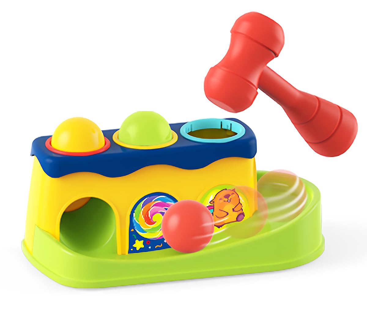 ECVV Hammer and Ball Drop Toys Early Developmental Hammer Montessori Toys Educational Fun Learning Ball Gift Toys for Babies & Toddlers