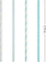 Vista 3 de ALINK Pajitas de papel biodegradables azul claro y blanco, paquete de 100 pajitas de fiesta para jugos, cócteles, batidos, cumpleaños, bodas