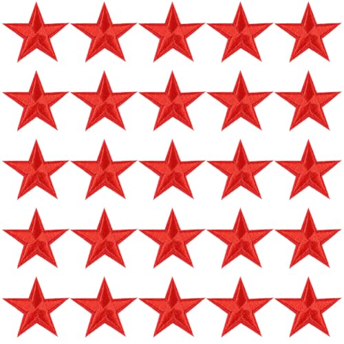 Dimensioni:toppe da applicare a stella:ogni toppa da stirare con stella rossa è lunga circa 3cm (1.18 pollici), 3cm (1.18 pollici) di larghezza; 100 pz in totale