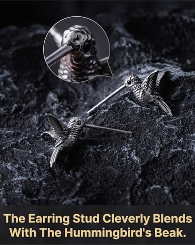 COPPERTIST.WU Hummingbird Stud Earrings Dainty Earrings Hummingbird Jewelry Gifts for Women Wife(925 Sterling Silver/18K Gold Vermeil)4