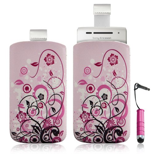 Housse coque étui pochette pour Sony Ericsson Xperia X8 avec motif + Stylet mini