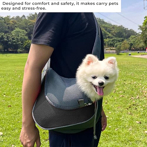 Image of Kraptick Pet Sling Carrier, Pet Carrier Bag for Shitzu Puppy, Cat, Rabbit with Comfortable Adjustable Pouch Single Shoulder Carry Tote Handbag for Pets, Large Size (Black)