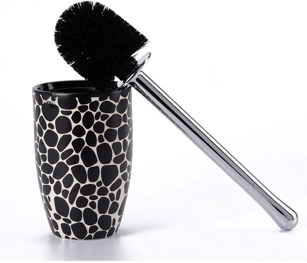 Tyuhduyur Black Toilet Brush Bowl Brush Toilet Bowl Brush Set Fashion Household Ceramic Round Toilet Brush Neutral Hard Brush Head Electroplated Plastic Handle Toilet Bowl Brush (Color : Beige) (Black)