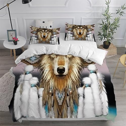 Housse de couette super king microfibre à fermeture éclair imprimé animaux 3D - 6