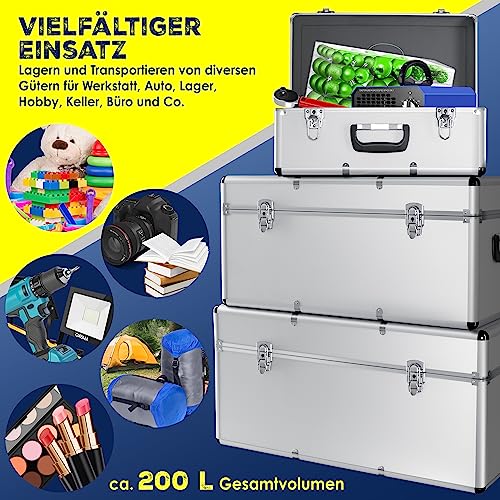 Masko® 3er SET Alu Boxen | Alubox | Alukiste | Werkzeugkoffer | Werkzeugkasten | Transportbox | Werkzeugkiste | Lagerbox NEU Werkzeug Box |