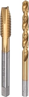 uxcell M8 x 1.25 Spiral Point Thread Tap and 6.6mm Twist Drill Bit Set, Metric Titanium Plated 6542 High Speed Steel Machine Screw Thread Tap Threading Tool