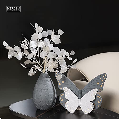 Blessings Decor New Modern Luxury Home Decoration Ceramic vase (Leaf Grey) - Image 2