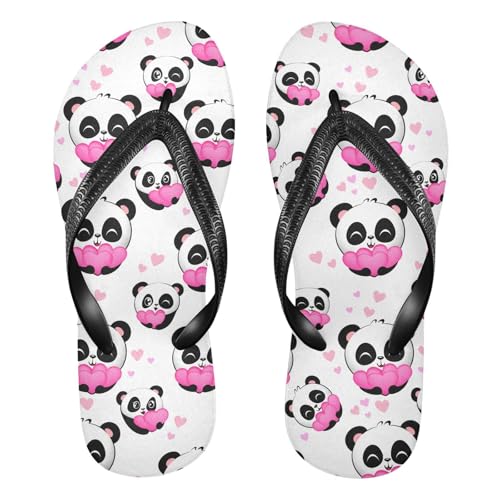 Cute Panda Heart Flip Flop Beach Summer Casual Sandal for Women & Men Shower Shoes 2301645
