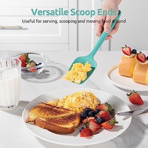 Image of U-Taste Silicone Spoon Spatula Set of 3, 600F High Heat Temp, Aqua Sky