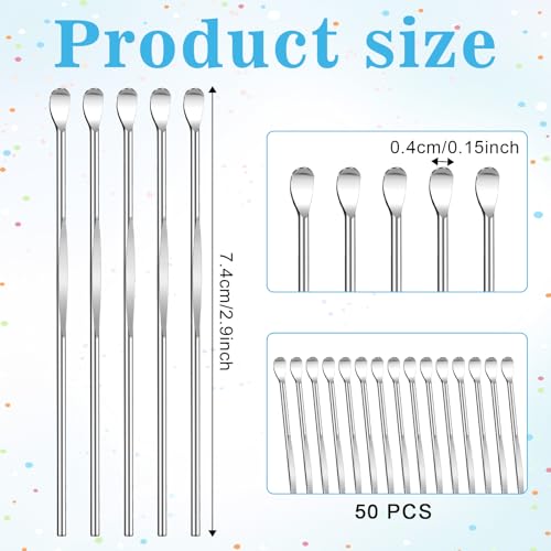BOHUIZ 50 Pcs Ear Spoon Metal Ear Cleaner Portable Metal Ear Pick Stainless Steel Ear Spoon Earwax Curette Ear Cleaner Tool for Adult