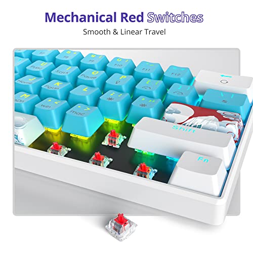 Image of Fogruaden 60 Percent Keyboard Mechanical, Gaming Keyboard 60 Percent, RGB Backlit, Mini Wired 60% Keyboard with Red Switch for Win /Mac PC Laptop (Blue, Red Switch)