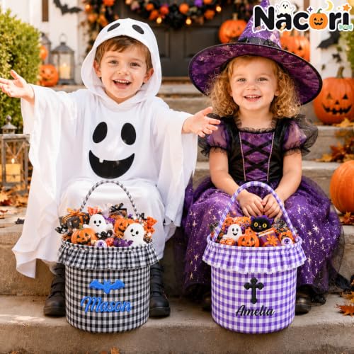 Image of Personalized Halloween Basket Custom Halloween Basket Candy Bucket for Kids